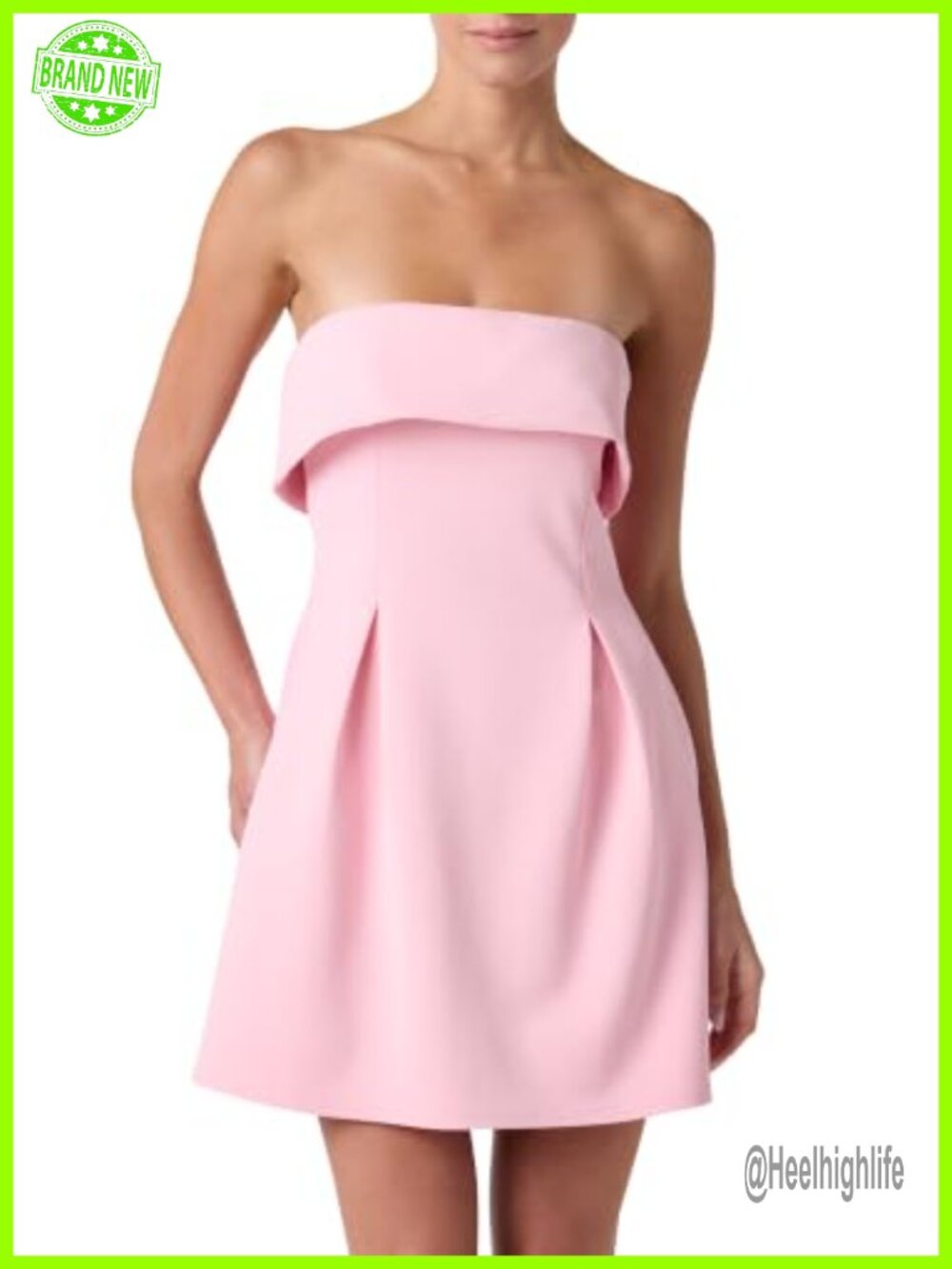 Strapless Mini Dress Flounce Neckline Princess Seam Party